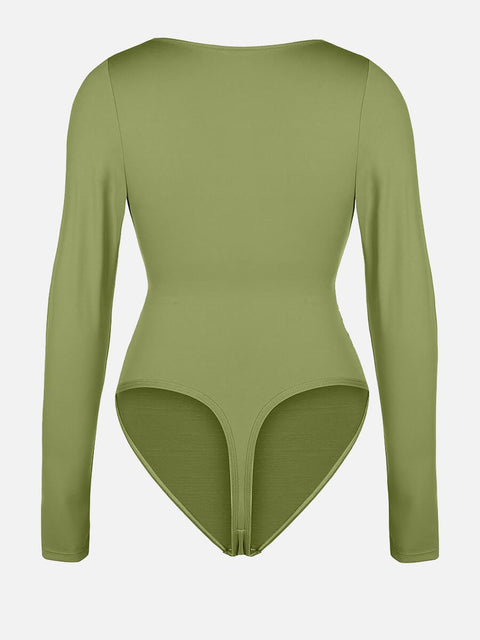 Curvypower | Australia Apparel & Accessories > Clothing > Underwear & Socks > Bodysuits V-neck Overlapping Pleated Shapewear Bodysuit with Tummy Control