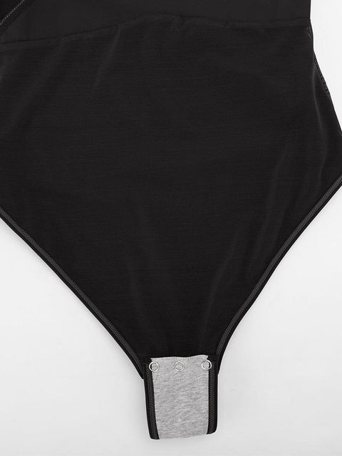 Curvypower | Australia Apparel & Accessories > Clothing > Underwear & Socks > Bodysuits V-neck Overlapping Pleated Shapewear Bodysuit with Tummy Control