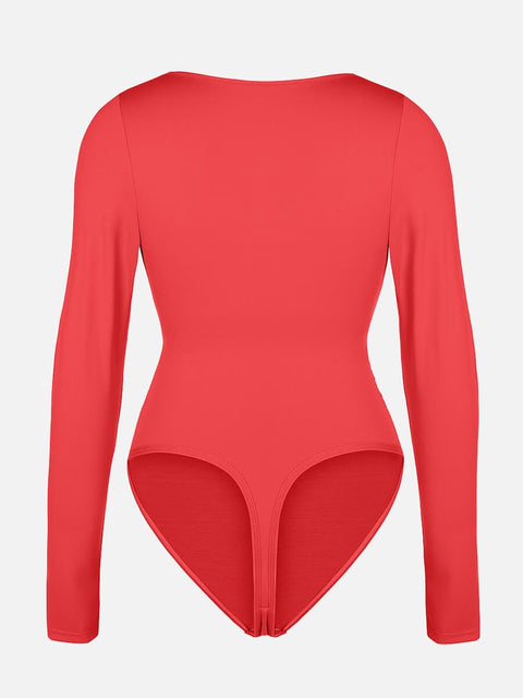 Curvypower | Australia Apparel & Accessories > Clothing > Underwear & Socks > Bodysuits V-neck Overlapping Pleated Shapewear Bodysuit with Tummy Control