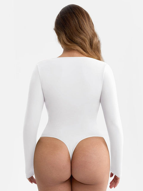 Curvypower | Australia Apparel & Accessories > Clothing > Underwear & Socks > Bodysuits V-neck Overlapping Pleated Shapewear Bodysuit with Tummy Control