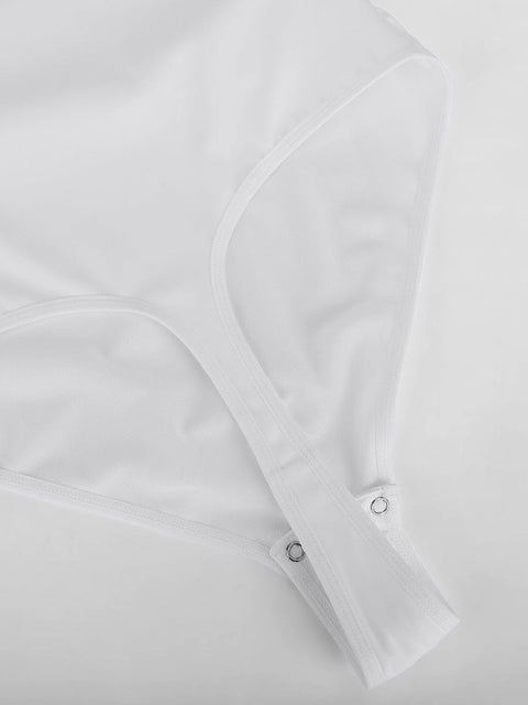 Curvypower | Australia Apparel & Accessories > Clothing > Underwear & Socks > Bodysuits V-neck Overlapping Pleated Shapewear Bodysuit with Tummy Control