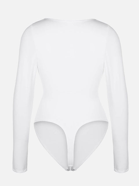 Curvypower | Australia Apparel & Accessories > Clothing > Underwear & Socks > Bodysuits V-neck Overlapping Pleated Shapewear Bodysuit with Tummy Control