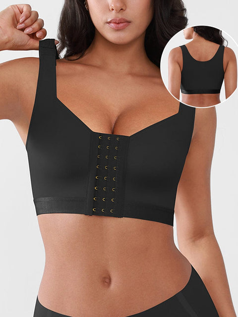 Curvypower | Australia Apparel & Accessories > Clothing > Underwear & Socks > Bras Black / S Women's Recovery Comfort Front Closure Wireless Gentle Compression Support Bra with 3D Molded Cups & Wide Adjustable Straps
