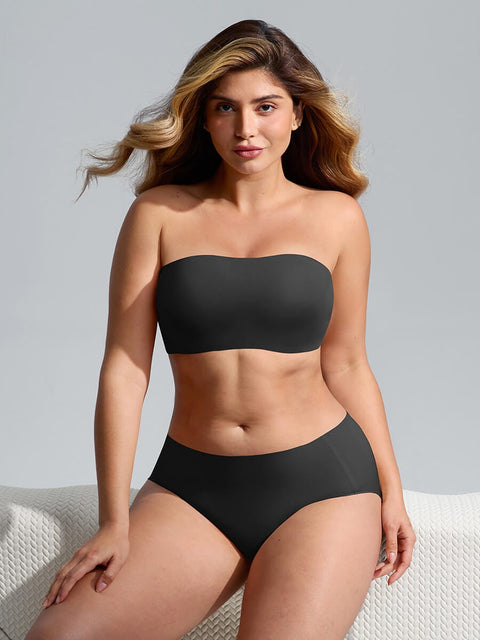 Curvypower | Australia Apparel & Accessories > Clothing > Underwear & Socks > Bras Wireless Strapless Anti-Slip Comfort Bandeau Bra for Women with Molded Cups, Convertible Straps & Ultra-Soft Fabric