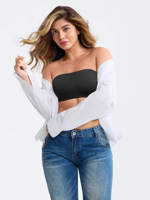 Curvypower | Australia Apparel & Accessories > Clothing > Underwear & Socks > Bras Wireless Strapless Anti-Slip Comfort Bandeau Bra for Women with Molded Cups, Convertible Straps & Ultra-Soft Fabric