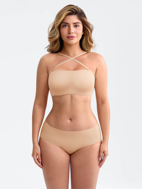 Curvypower | Australia Apparel & Accessories > Clothing > Underwear & Socks > Bras Wireless Strapless Anti-Slip Comfort Bandeau Bra for Women with Molded Cups, Convertible Straps & Ultra-Soft Fabric