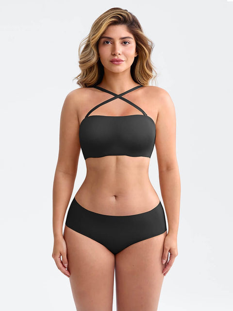 Curvypower | Australia Apparel & Accessories > Clothing > Underwear & Socks > Bras Wireless Strapless Anti-Slip Comfort Bandeau Bra for Women with Molded Cups, Convertible Straps & Ultra-Soft Fabric