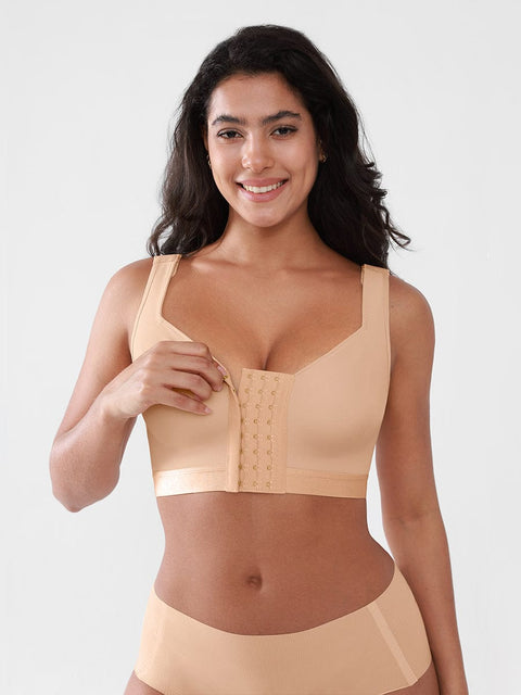 Curvypower | Australia Apparel & Accessories > Clothing > Underwear & Socks > Bras Women's Recovery Comfort Front Closure Wireless Gentle Compression Support Bra with 3D Molded Cups & Wide Adjustable Straps