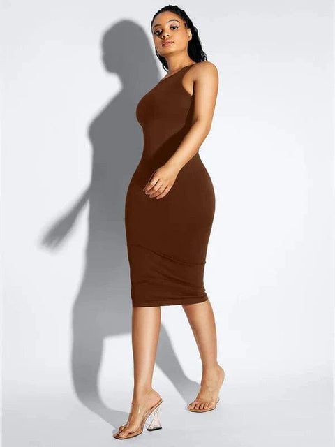 CurvyPower | Australia Bodycon Brown / XS/S Tummy Control Bodycon Shapewear Midi Dress