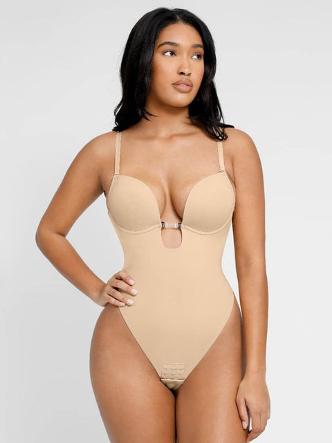 CurvyPower | Australia bodysuit Beige / S One Piece Thong Low Back Shapewear Bodysuit