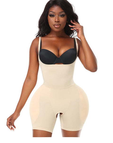 Curvypower | Australia bodysuit Beige / S Open Bust Bodysuit Shapewear with Removable Hip Pads
