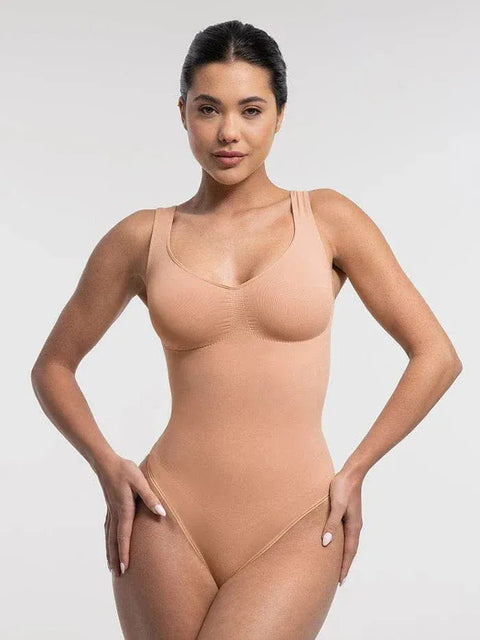 Curvypower | Australia bodysuit Beige / S Women Tummy Control and Bust Support Shaping Bodysuit with T-Back Brief