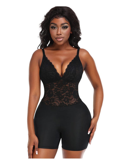 Curvypower | Australia bodysuit Black / S Lace V-Neck Low-Back Shapewear Bodysuit with Removable Hip Pads