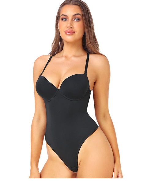 Curvypower | Australia bodysuit Black / S One Piece Backless Tummy Control Shaping Bodysuit with Built-In Bra