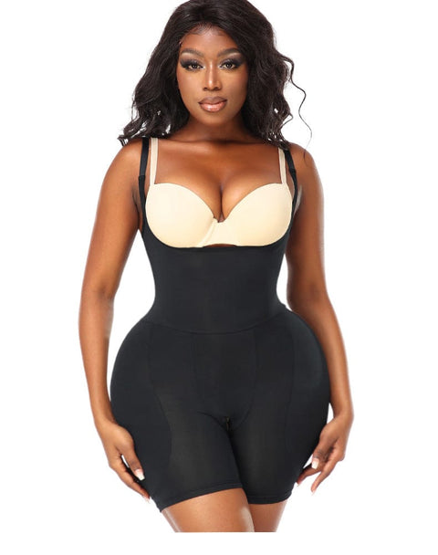 Curvypower | Australia bodysuit Black / S Open Bust Bodysuit Shapewear with Removable Hip Pads