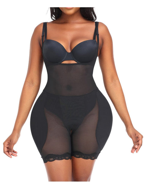 Curvypower | Australia bodysuit Black / S Open Bust Lace Shaping Bodysuit with Hip Pads