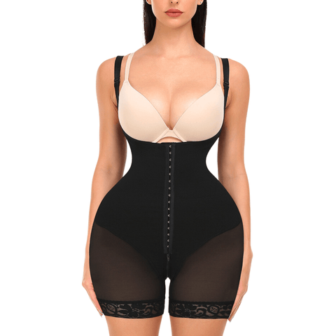 Curvypower | Australia bodysuit Black / S Open Bust Tummy Control Shapewear Bodysuit with Hook and Eye Closure