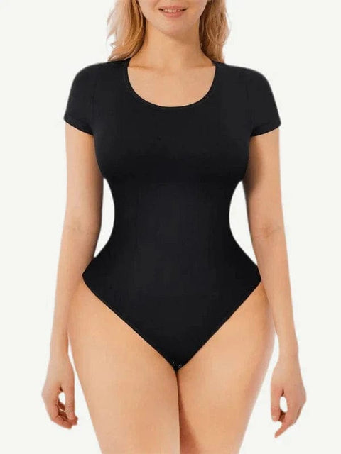 CurvyPower | Australia bodysuit Black / XS/S Short Sleeve Round Neck One Piece Sculpting Shapewear Bodysuit