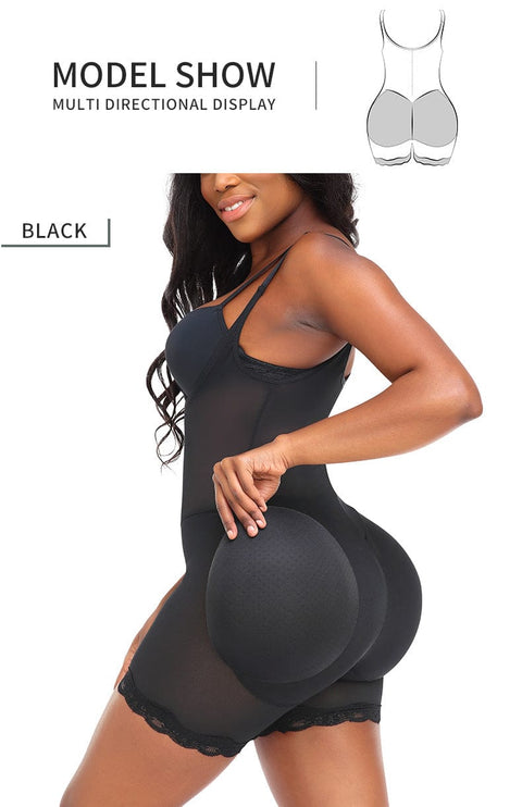 Curvypower | Australia bodysuit Breathable Lace Shaper Bodysuit with Removable Hip Pads and Adjustable Straps