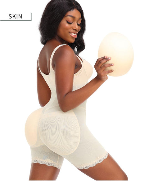 Curvypower | Australia bodysuit Breathable Lace Shaper Bodysuit with Removable Hip Pads and Adjustable Straps