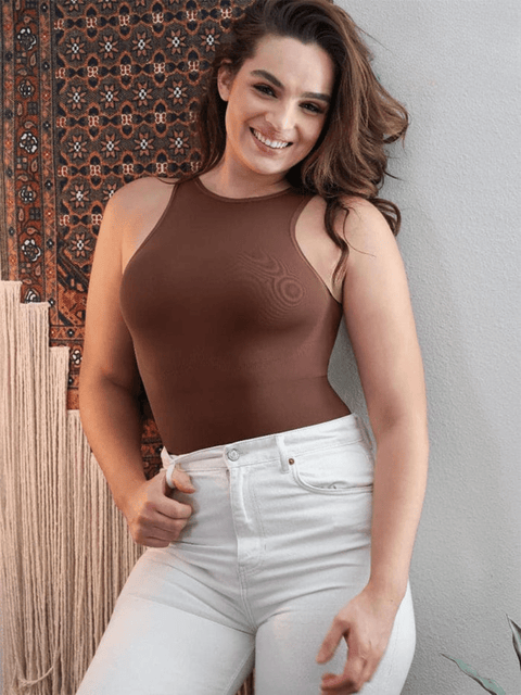 CurvyPower | Australia bodysuit Brown / XS/S Sleeveless Tummy Control Shapewear Thong Bodysuit