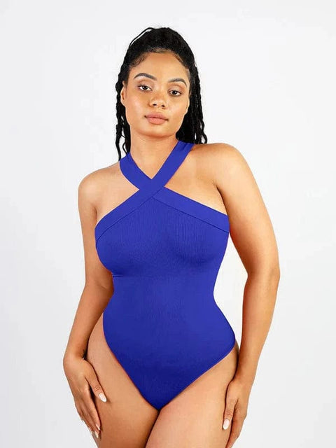 CurvyPower | Australia bodysuit Dark Blue / XS/S Halter Neck Criss-Cross Seamless Shapewear Bodysuit