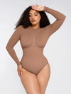 CurvyPower | Australia bodysuit Dark Brown / XS/S Deep Back Long Sleeve Tummy Control Shapewear Bodysuit