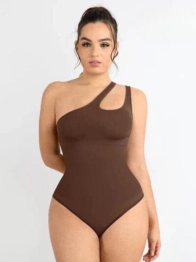 CurvyPower | Australia bodysuit Dark Brown / XS/S One Shoulder Tummy Control Shapewear Bodysuit