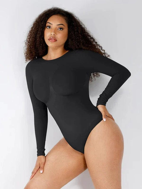 CurvyPower | Australia bodysuit Deep Back Long Sleeve Tummy Control Shapewear Bodysuit