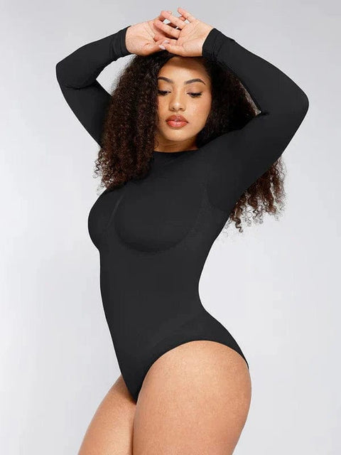 CurvyPower | Australia bodysuit Deep Back Long Sleeve Tummy Control Shapewear Bodysuit