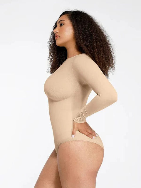 CurvyPower | Australia bodysuit Deep Back Long Sleeve Tummy Control Shapewear Bodysuit