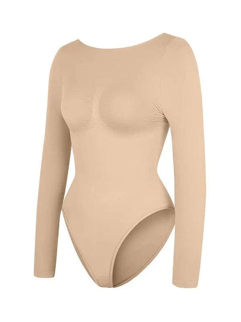 CurvyPower | Australia bodysuit Deep Back Long Sleeve Tummy Control Shapewear Bodysuit