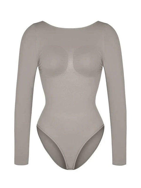 CurvyPower | Australia bodysuit Deep Back Long Sleeve Tummy Control Shapewear Bodysuit