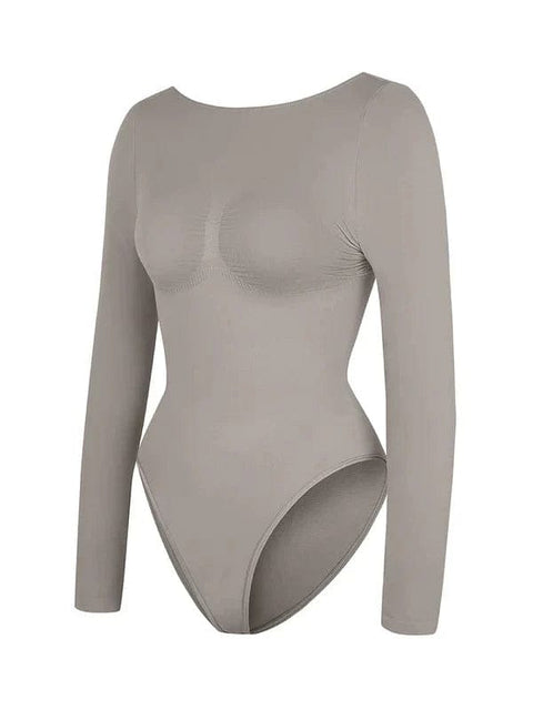 CurvyPower | Australia bodysuit Deep Back Long Sleeve Tummy Control Shapewear Bodysuit