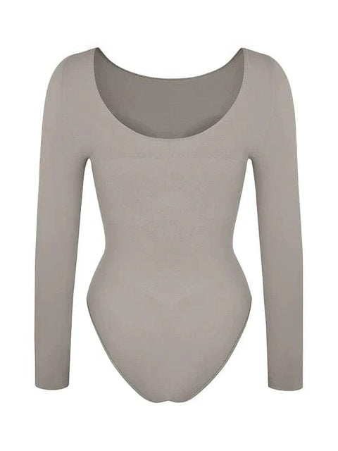 CurvyPower | Australia bodysuit Deep Back Long Sleeve Tummy Control Shapewear Bodysuit
