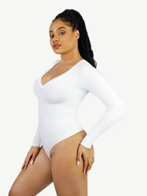 CurvyPower | Australia bodysuit Deep V Neck Tummy Control Thong Shapewear Bodysuit