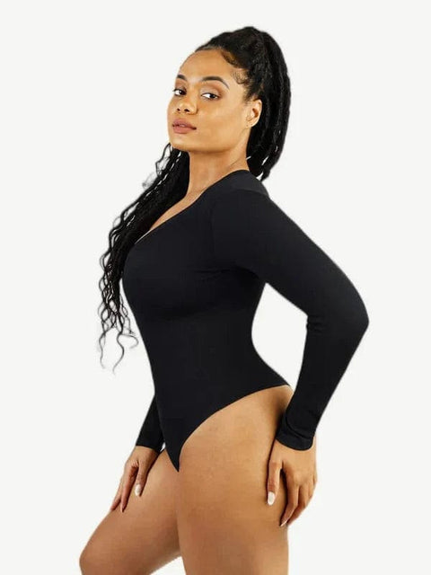 CurvyPower | Australia bodysuit Deep V Neck Tummy Control Thong Shapewear Bodysuit