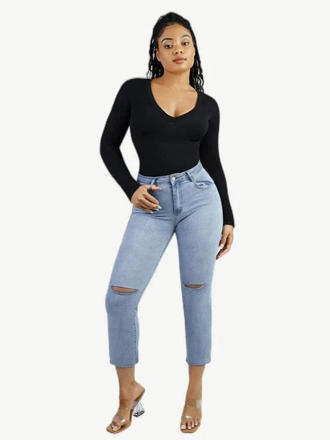 CurvyPower | Australia bodysuit Deep V Neck Tummy Control Thong Shapewear Bodysuit