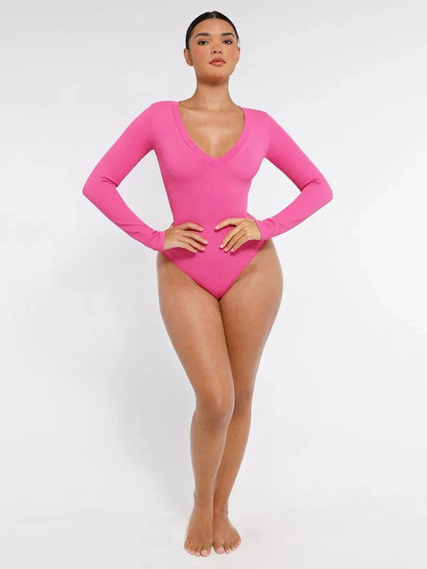 CurvyPower | Australia bodysuit Deep V Neck Tummy Control Thong Shapewear Bodysuit