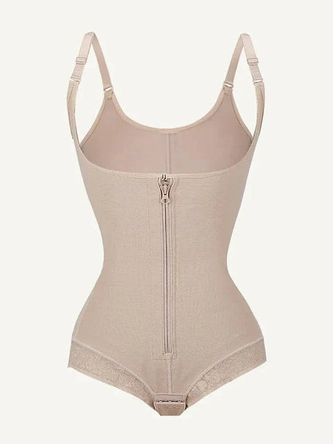 Curvypower | Australia bodysuit Front-Zip Waist-Slimming and Tummy Control Shapewear with U-Shaped Open Bust Support