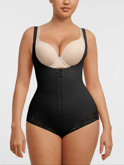 Curvypower | Australia bodysuit Front-Zip Waist-Slimming and Tummy Control Shapewear with U-Shaped Open Bust Support