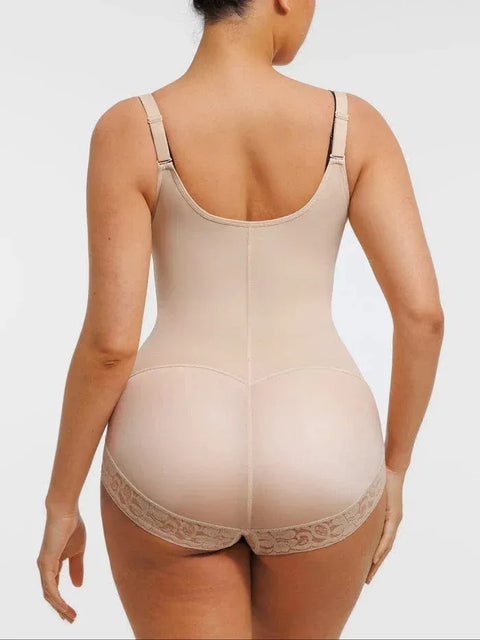 Curvypower | Australia bodysuit Front-Zip Waist-Slimming and Tummy Control Shapewear with U-Shaped Open Bust Support