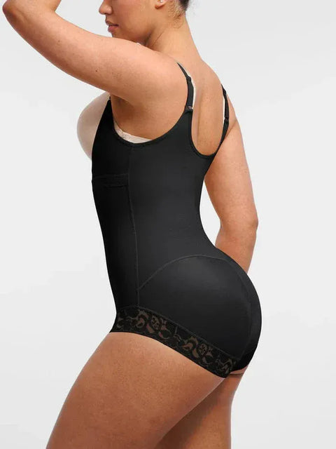 Curvypower | Australia bodysuit Front-Zip Waist-Slimming and Tummy Control Shapewear with U-Shaped Open Bust Support
