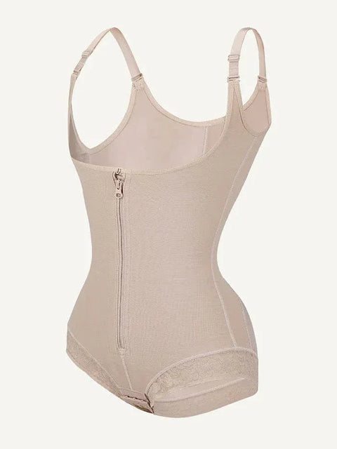 Curvypower | Australia bodysuit Front-Zip Waist-Slimming and Tummy Control Shapewear with U-Shaped Open Bust Support