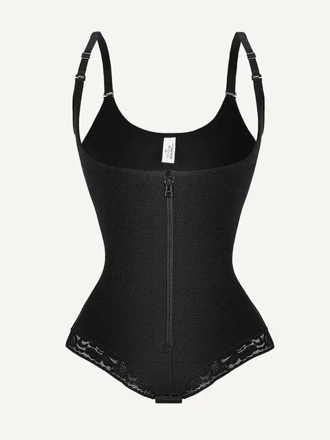 Curvypower | Australia bodysuit Front-Zip Waist-Slimming and Tummy Control Shapewear with U-Shaped Open Bust Support