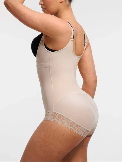 Curvypower | Australia bodysuit Front-Zip Waist-Slimming and Tummy Control Shapewear with U-Shaped Open Bust Support