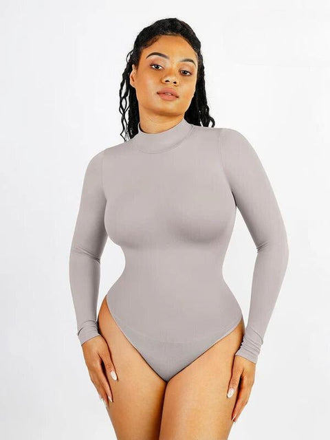 CurvyPower | Australia bodysuit Gray / XS/S Long Sleeve Turtle Neck Compression Shapewear Bodysuit