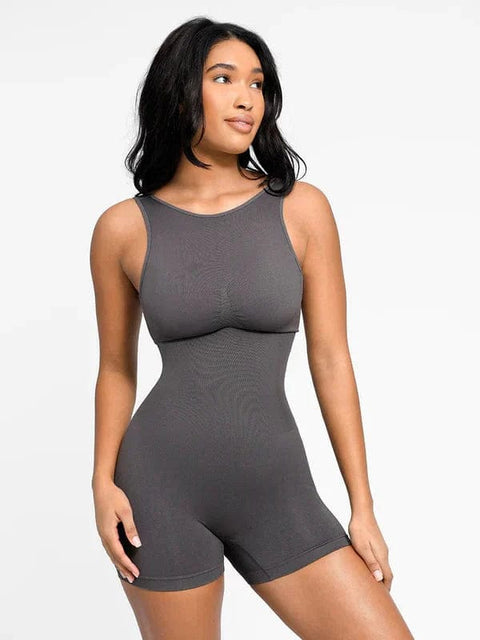 CurvyPower | Australia bodysuit Gray / XS/S Low Back Round Neck Shapewear Bodysuit with Removable Pads
