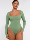 CurvyPower | Australia bodysuit Green / XS/S Square Neck Tummy Control Long Sleeve Shapewear Bodysuit