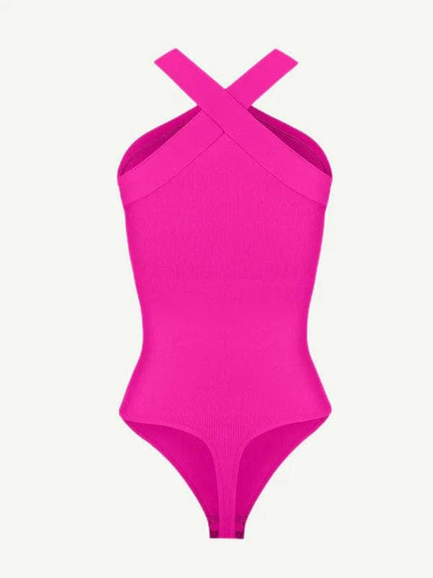 CurvyPower | Australia bodysuit Halter Neck Criss-Cross Seamless Shapewear Bodysuit